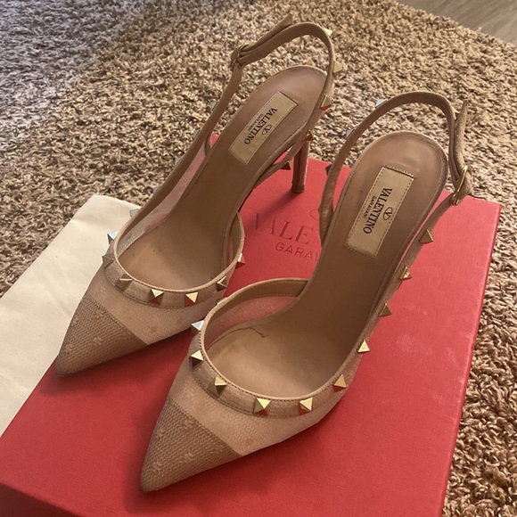 Valentino Rockstud Mesh Lace Slingback Sling Strap Sandal - Picture 2 of 14